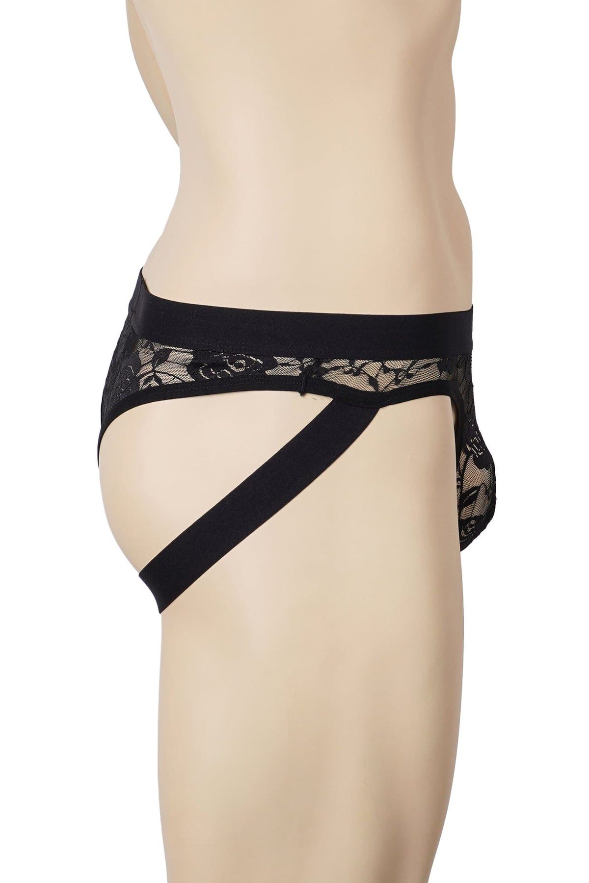 Men's Black Floral Lace Briefs