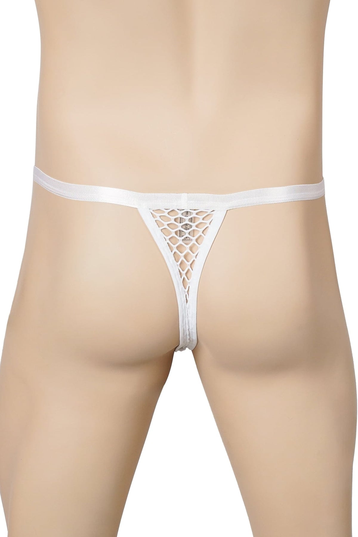 Men's White Fishnet Mesh Thong