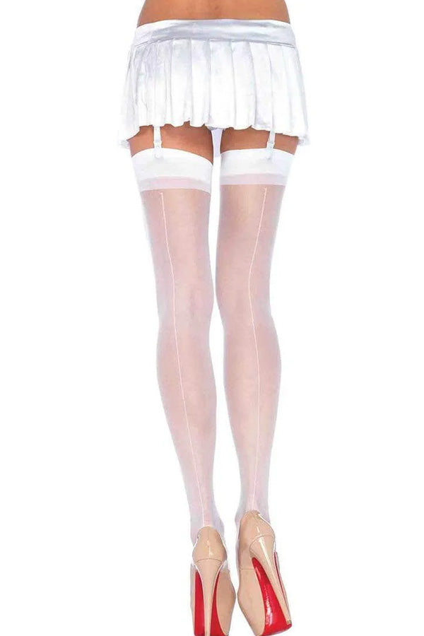 White Sheer Backseam Stockings