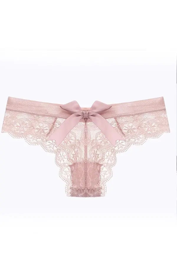 Pink Lace Cheeky Cut Panty with Bow FineToo