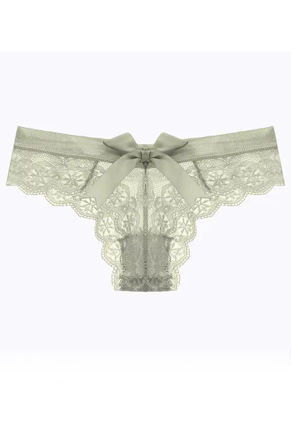 Green Lace Cheeky Cut Panty with Bow FineToo