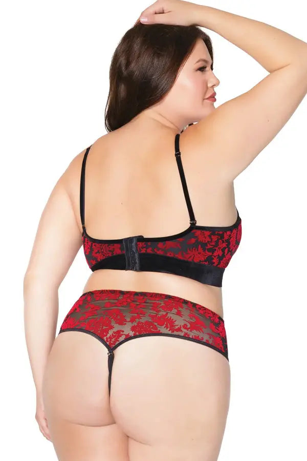 Plus Cut-Out Red Halter Teddy Coquette