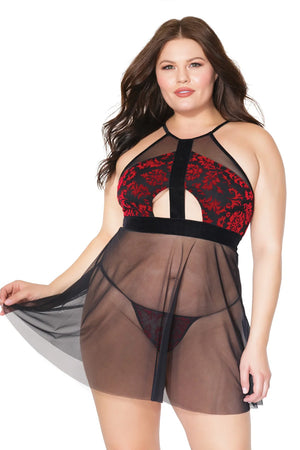 Plus Halter Babydoll and G-String