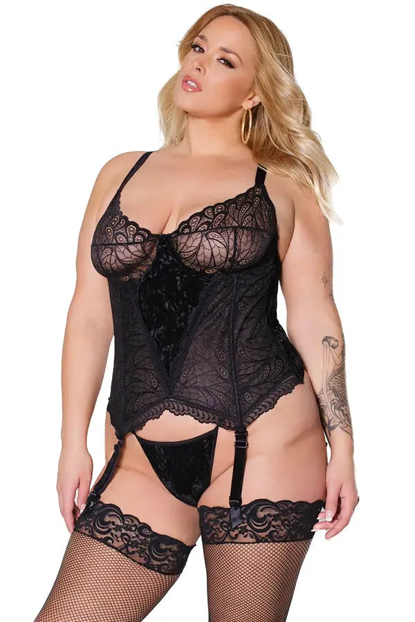 Plus Lace Bustier & G-String Set Coquette