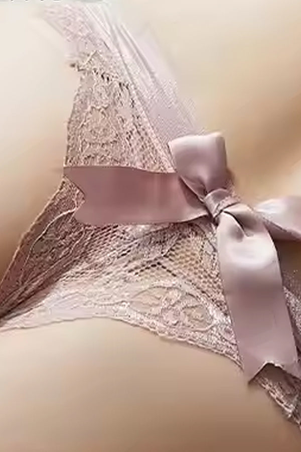 Blue Lace Cheeky Cut Panty with Bow