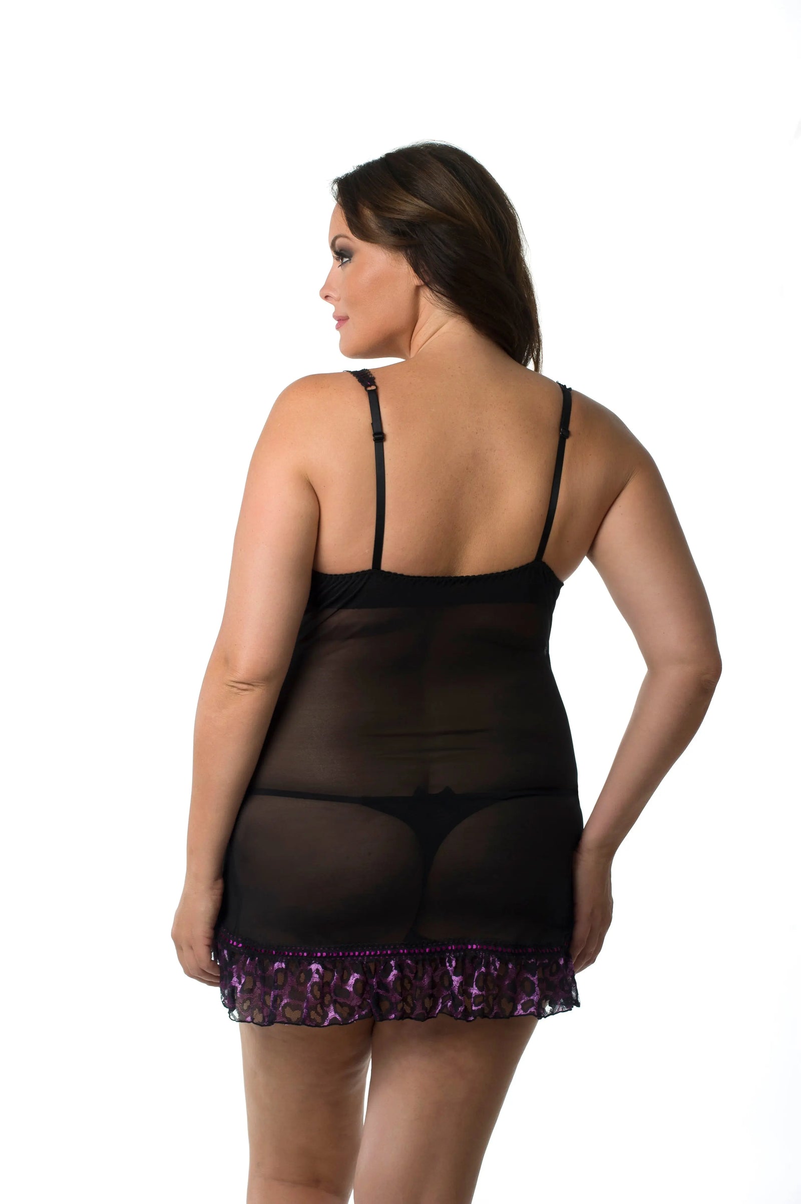 Plus Pleated Ribbon Chemise Velvet Kitten