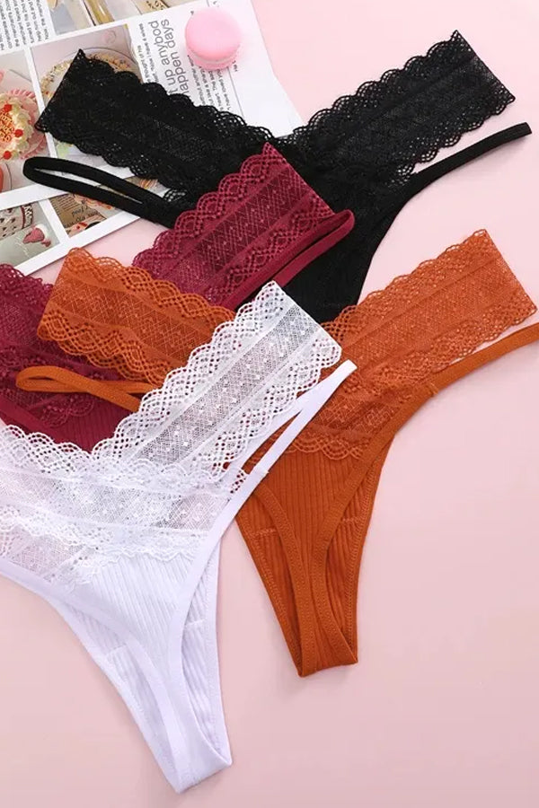 Black Lace Strappy Thong