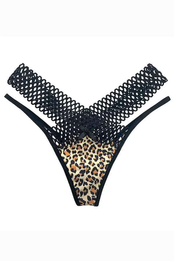 Leopard Lattice Stretch Micro Bikini Panty FineToo