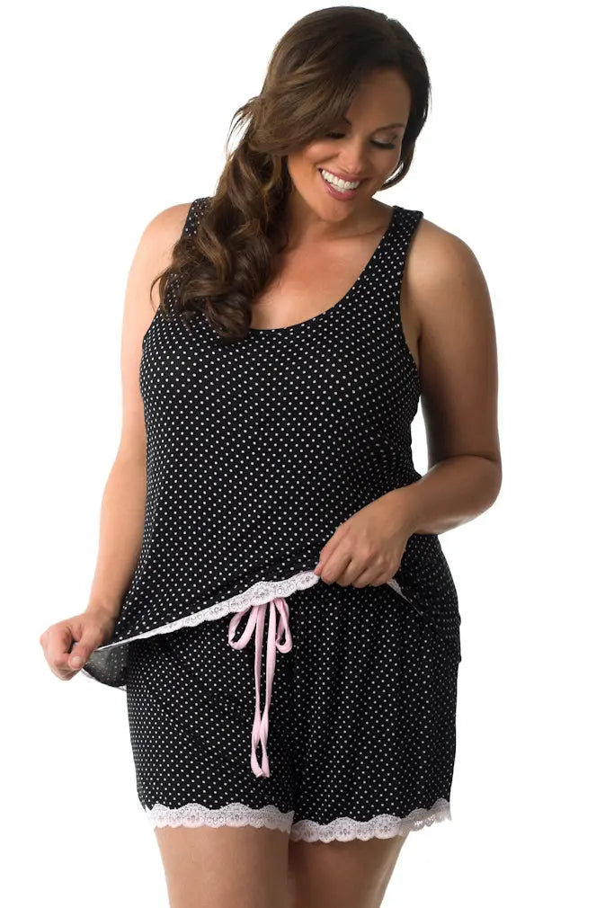 Plus Dotted Short PJ Velvet Kitten