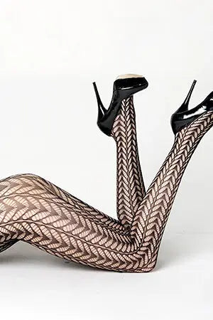 Black Crescent Columns Fishnet Pantyhose Yelete