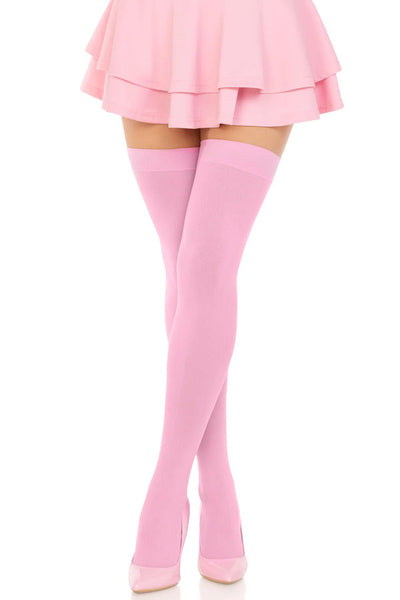 Pink Opaque Thigh Highs