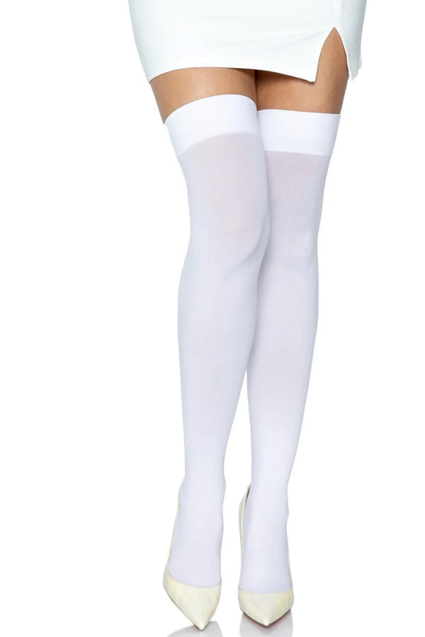 White Opaque Thigh Highs