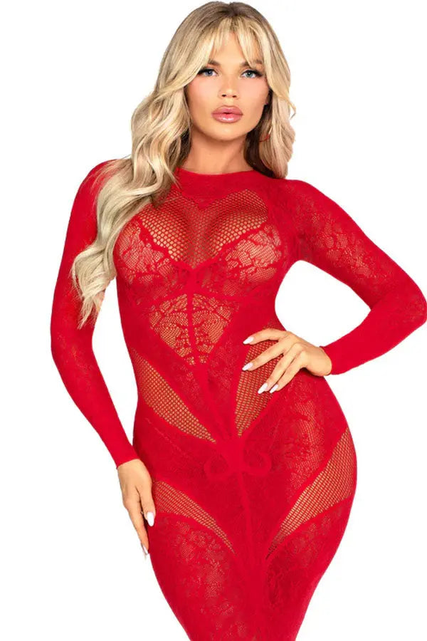 Red Sweet Seduction Body Con Dress Leg Avenue