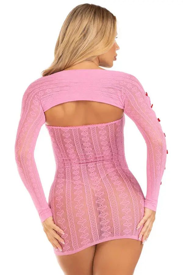 Pink Sweet Temptation Tube Dress and Shrug Set Leg Avenue