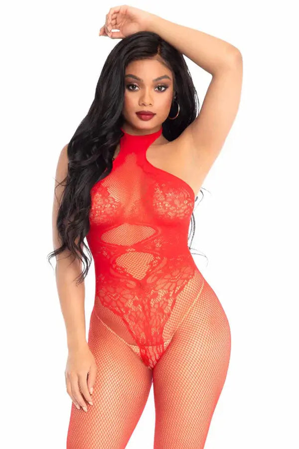 Red Over You Fishnet Bodystocking Leg Avenue