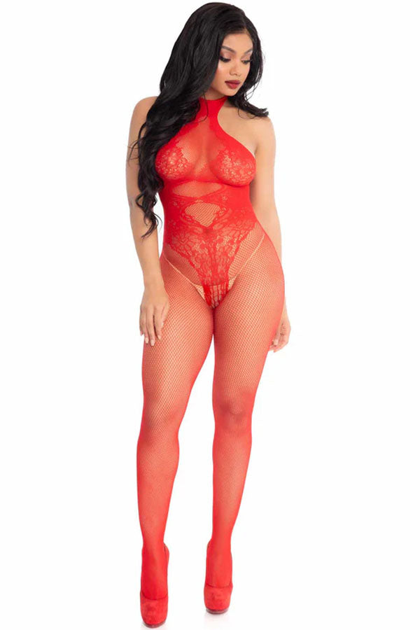Red Over You Fishnet Bodystocking