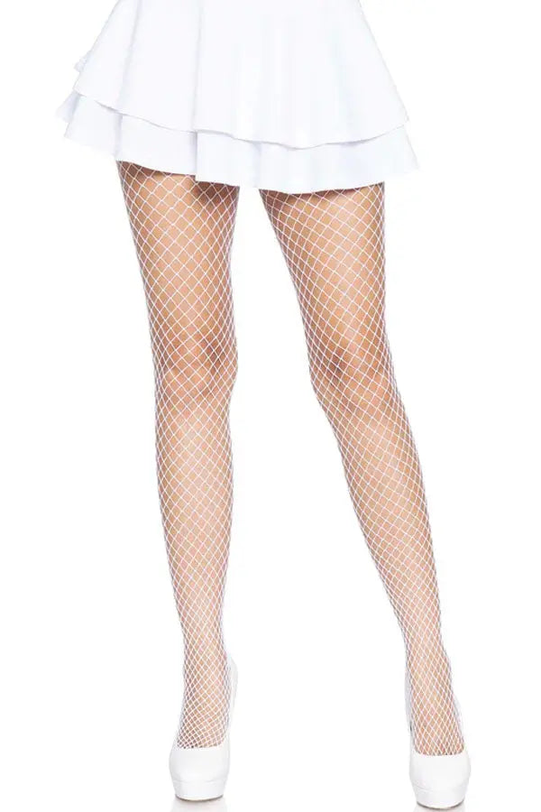 White Gaia Spandex Net Industrial Tights Leg Avenue