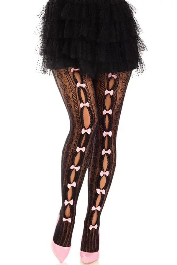 Black Sweetheart Striped Tights Leg Avenue
