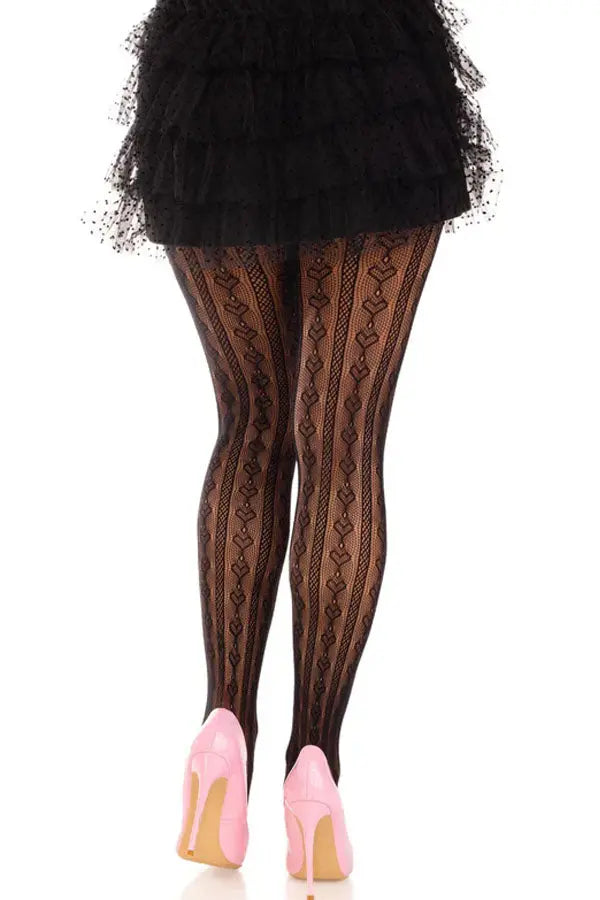 Black Sweetheart Striped Tights Leg Avenue