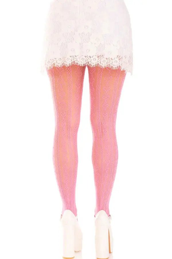Pink Sweetheart Striped Tights Leg Avenue