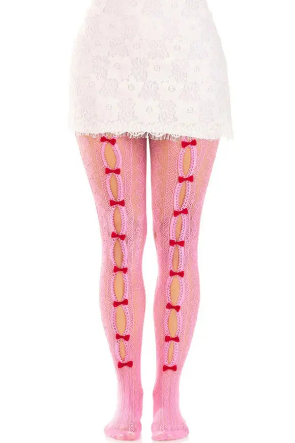Pink Sweetheart Striped Tights Leg Avenue