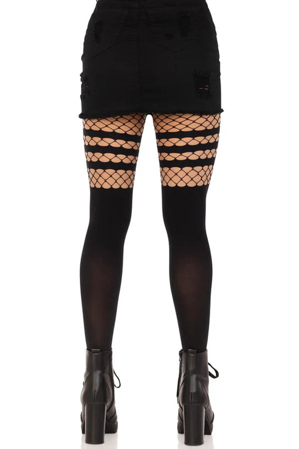 Black Ada Tights with Fishnet Accent