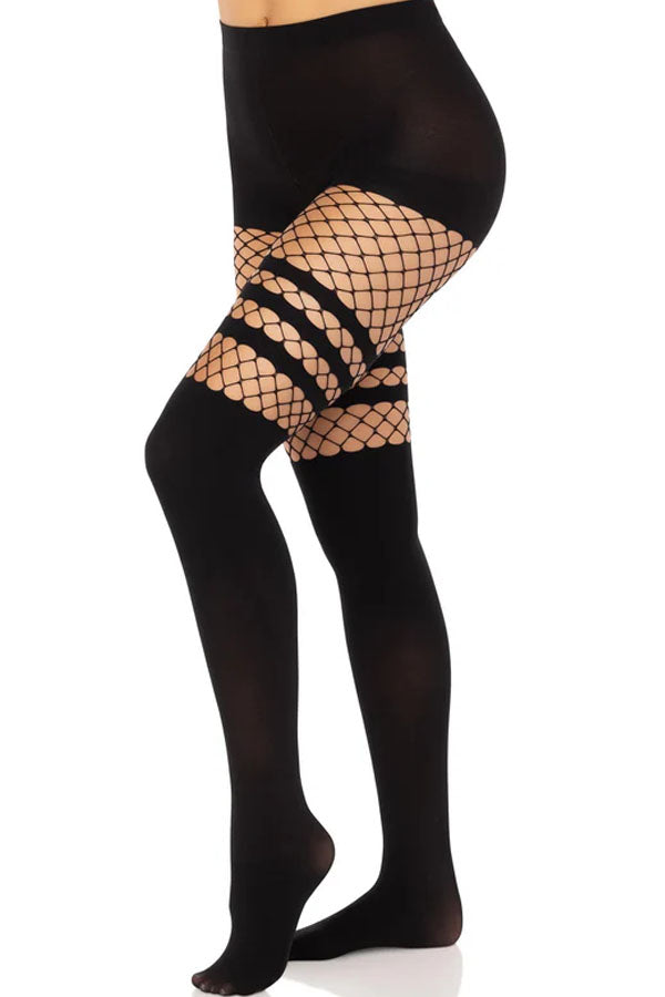 Black Ada Tights with Fishnet Accent