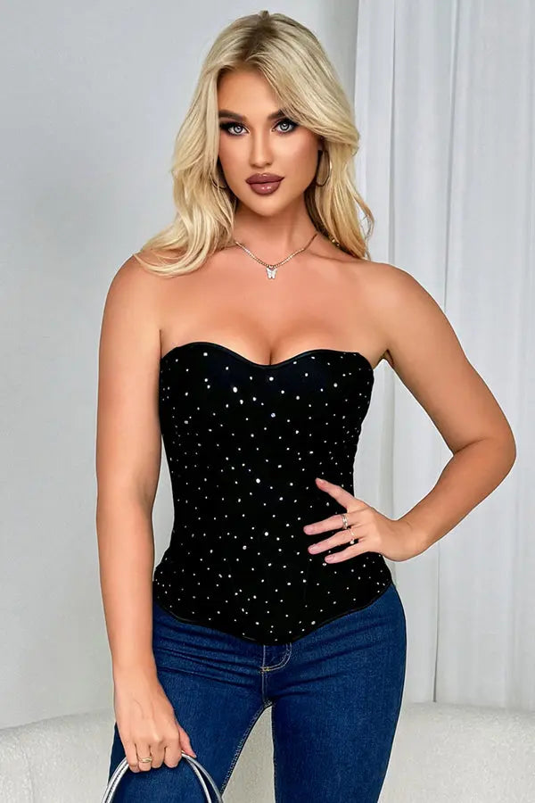 Dazzling Black Corset with Zip-Up Back Lingerie Diva