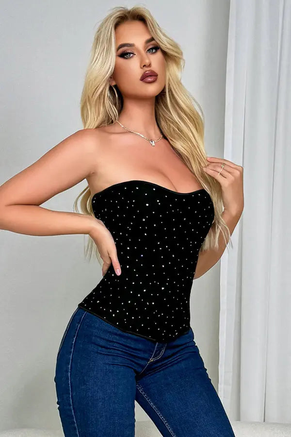 Dazzling Black Corset with Zip-Up Back Lingerie Diva