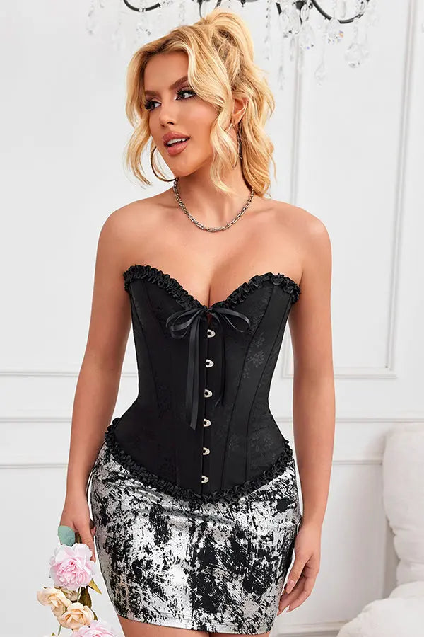 Black Classic Glam Lace-Up Corset Lingerie Diva