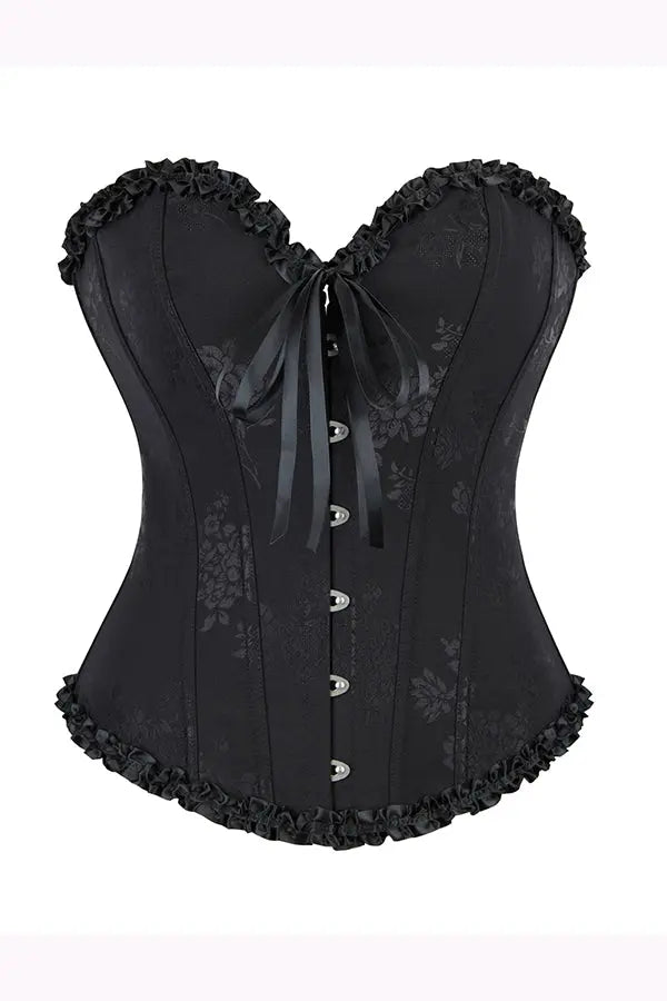 Black Classic Glam Lace-Up Corset Lingerie Diva