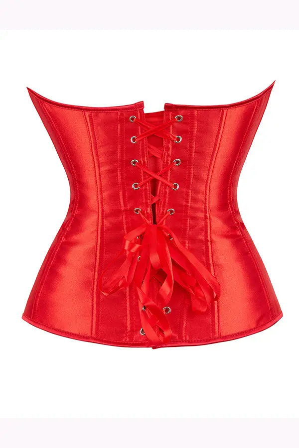 Red Timeless Satin Corset Lingerie Diva