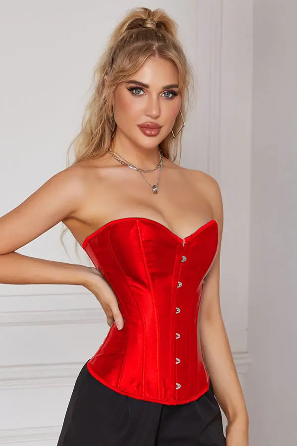 Red Timeless Satin Corset Lingerie Diva