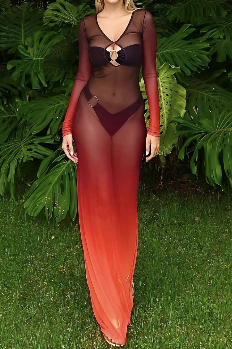 Sexy Sheer Mesh Swim Coverup Dress