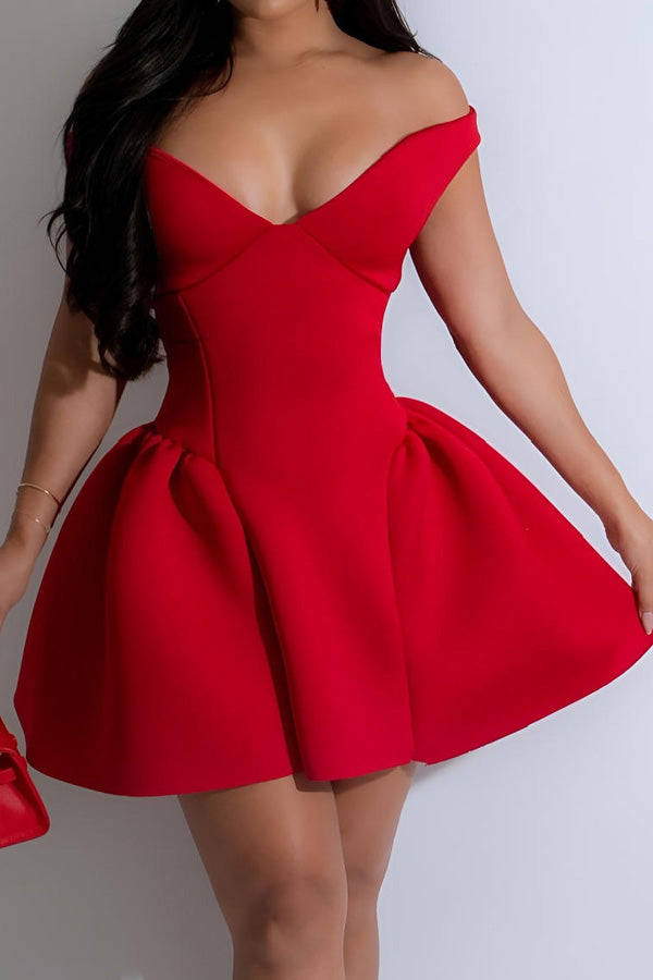 Red Off-Shoulder Corset Mini Dress