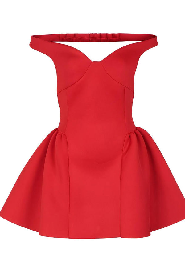 Red Off-Shoulder Corset Mini Dress