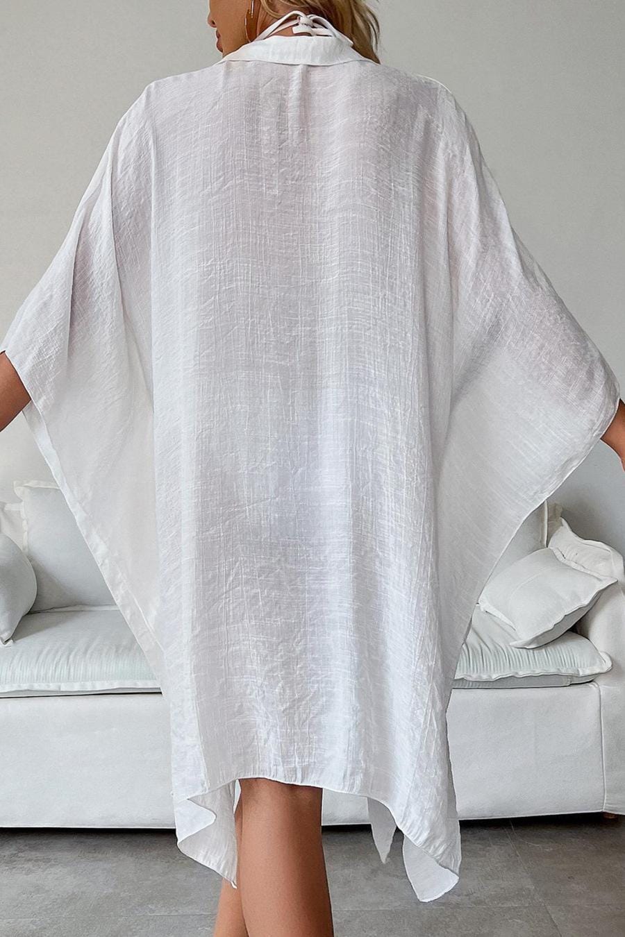 White Beach Cover Up Shirt