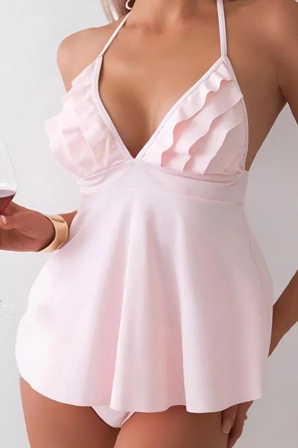 Soft Pink Ruffled Lingerie Set Lingerie Diva