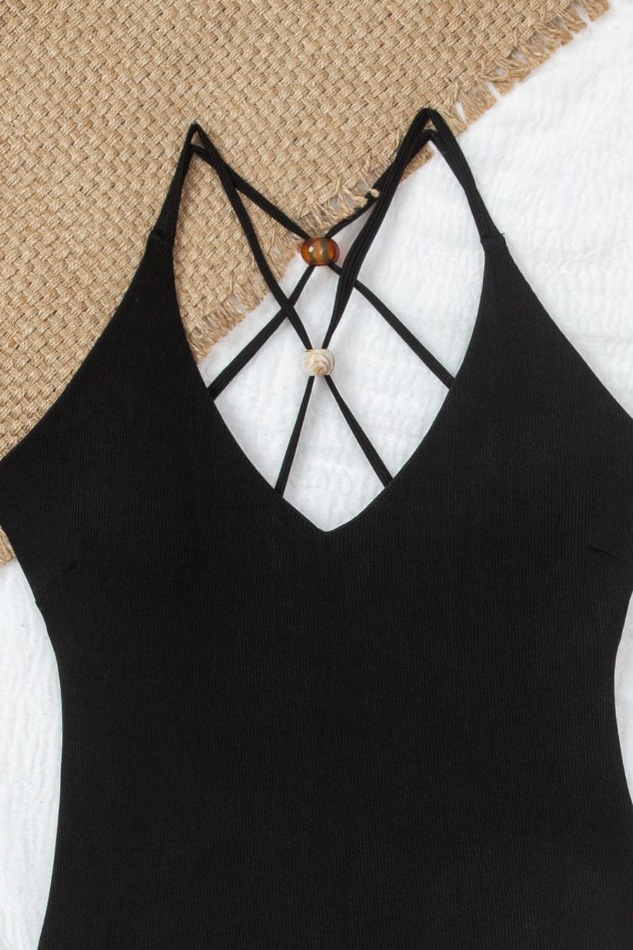 Black Crisscross Strappy One Piece Swimsuit