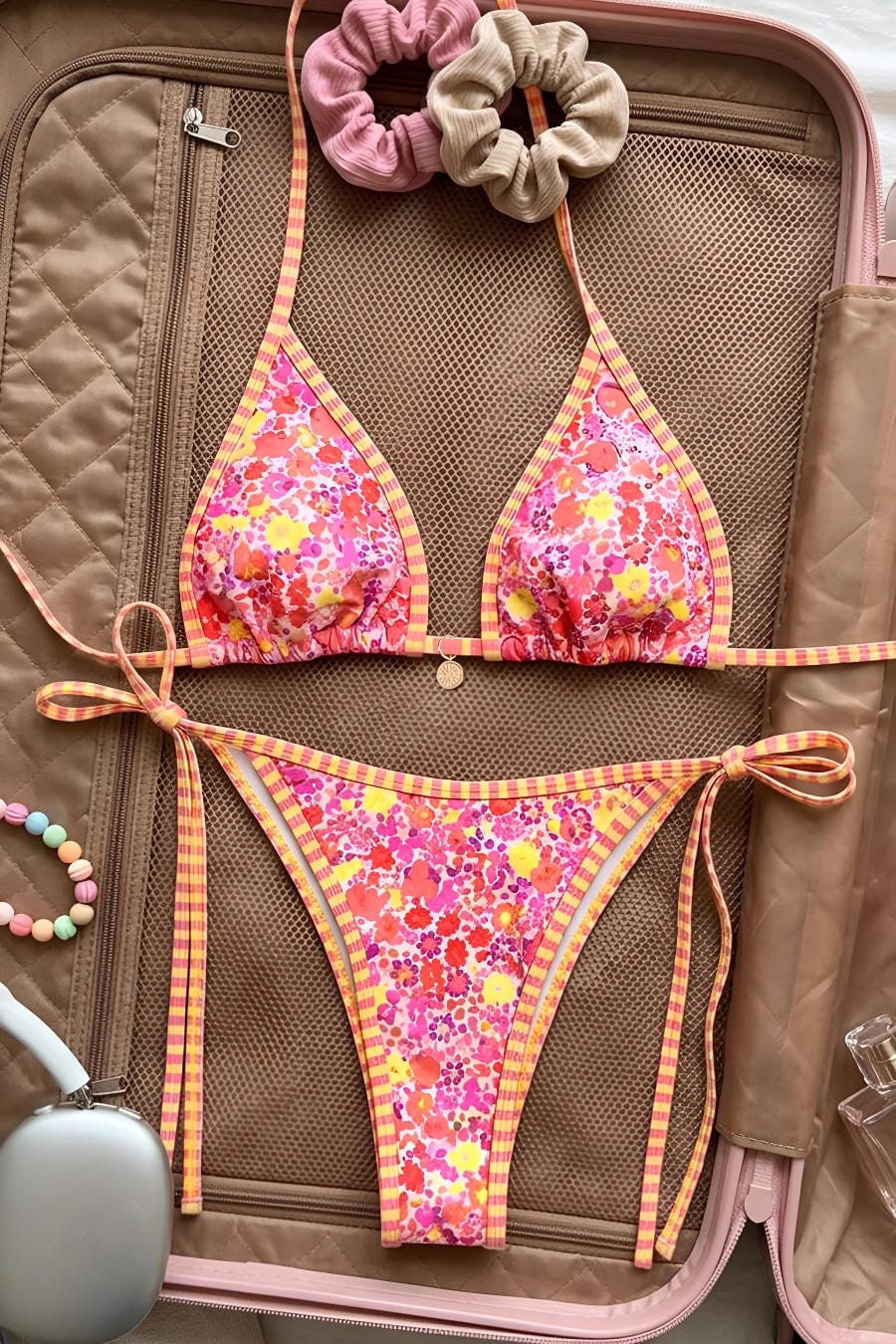 Floral Print Triangle Bikini Set