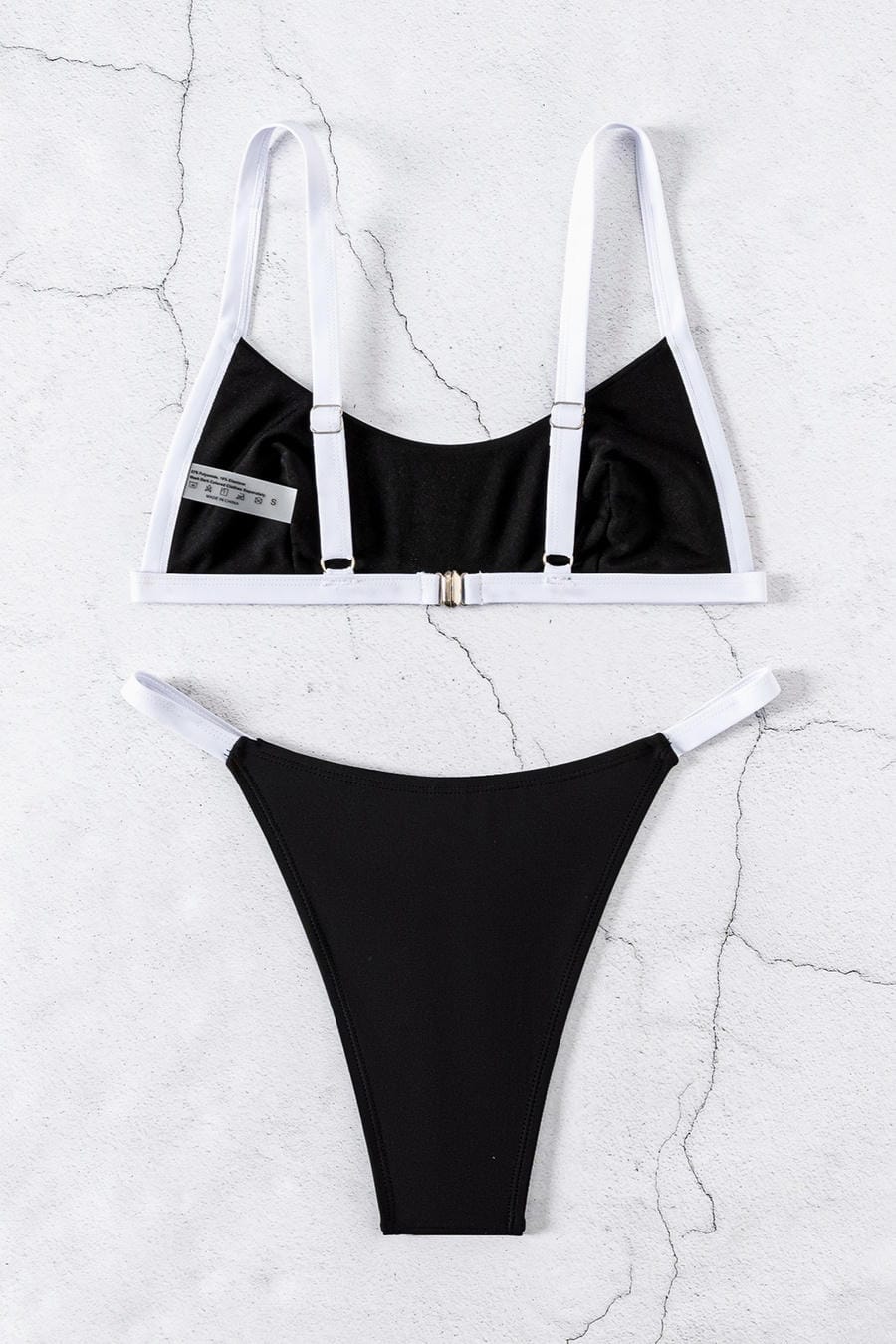 Black Contrast Trim High Cut Bikini Set