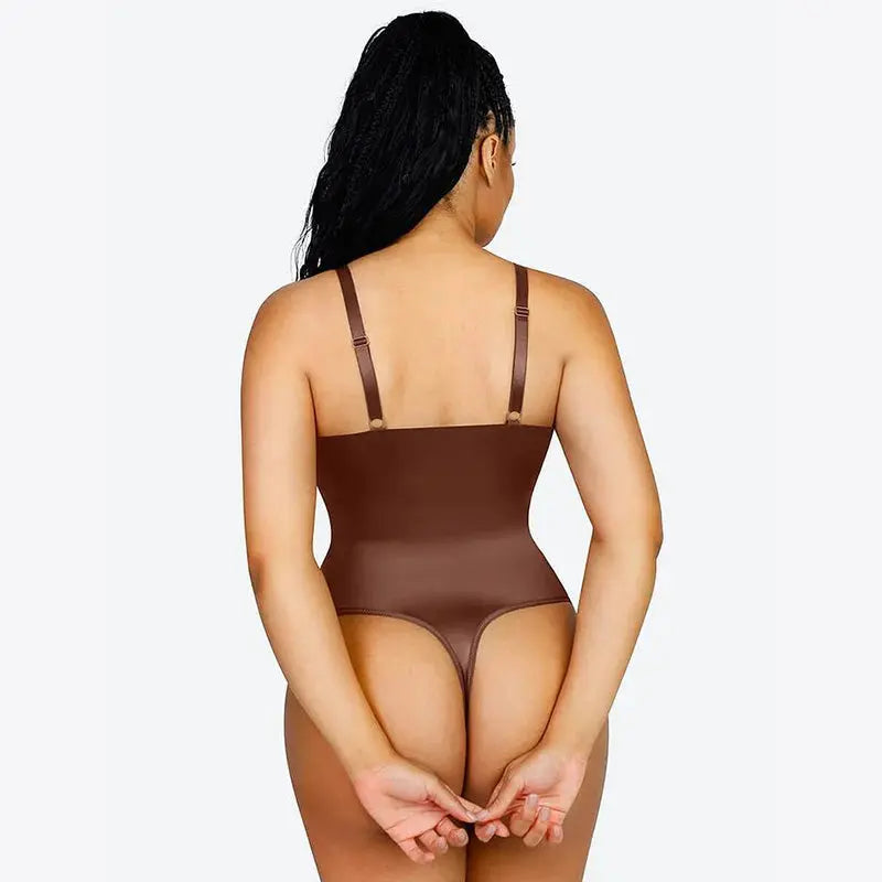 Elegant Satin Shimmer Cocoa Contoured Shaping Bodysuit CocoLolos