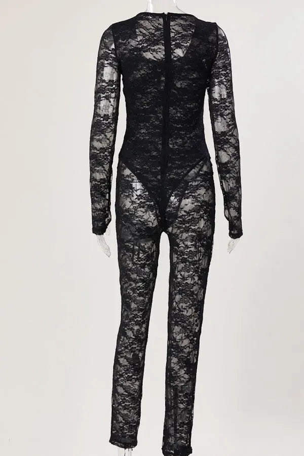 Full Lace Jumpsuit with Attached Lace Bodysuit Lingerie Diva