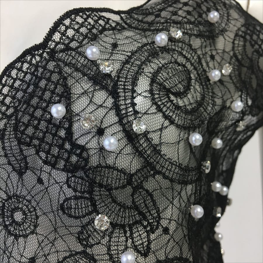 Black Sheer Floral Lace Crop Top