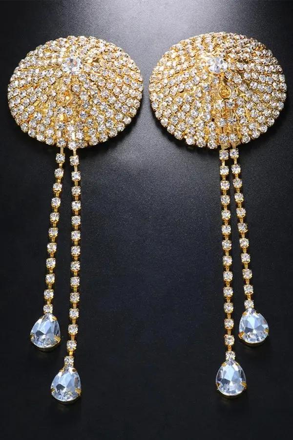 Golden Crystal Tassel Pasties Lingerie Diva