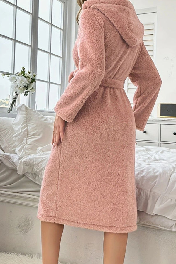 Pink Plush Hooded Robe