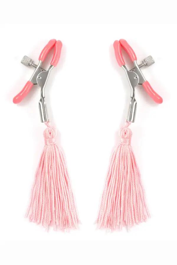 Adjustable Nipple Clamps with Pink Tassels Lingerie Diva