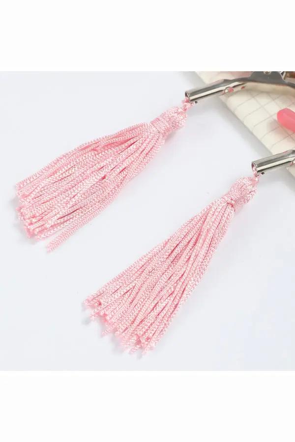 Adjustable Nipple Clamps with Pink Tassels Lingerie Diva