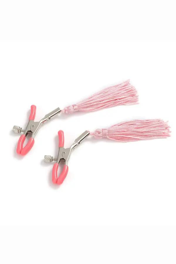 Adjustable Nipple Clamps with Pink Tassels Lingerie Diva