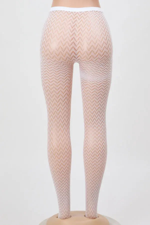 Glow-in-the-Dark Zigzag Tights UV Reactive Mesh Pantyhose Lingerie Diva